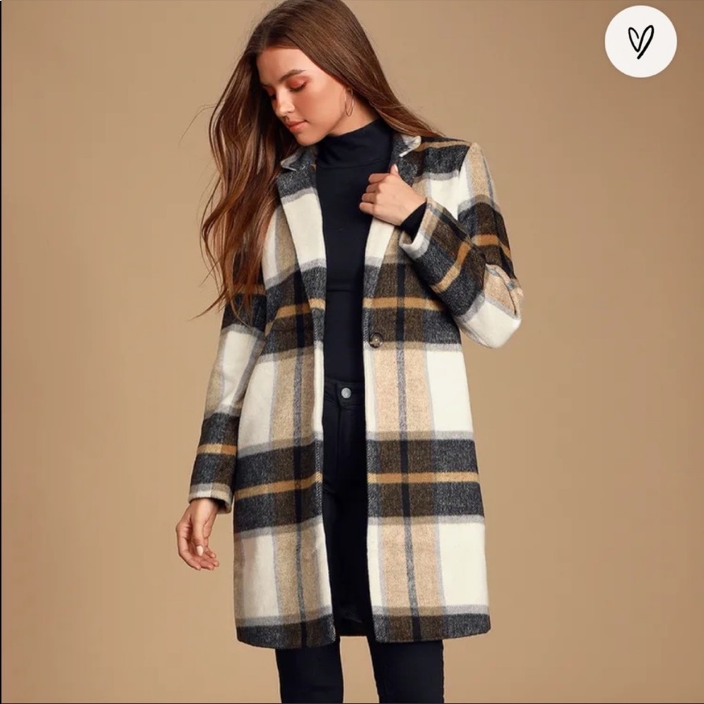 Cupcakes and Cashmere Cher Plaid Coat Size M